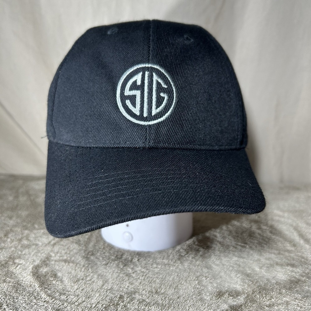 SIG Sauer Stran Headwear Black Snapback Hat Embroidered Logo Adjustable Cap